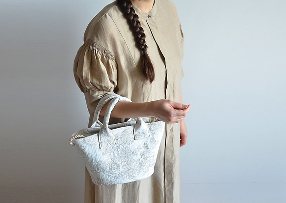 【數量有限】SAFECO 法國 Toile de Jouy 提花 2way Basket Bag Latte (Toile de 第5張的照片