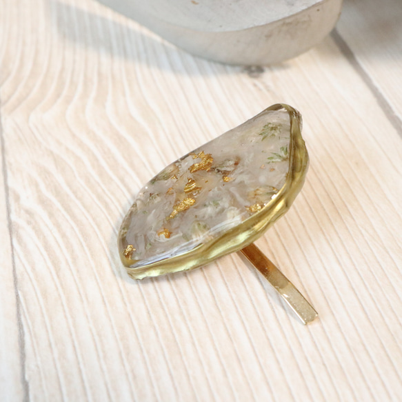 〖アゲートスライス風 〗 ドライフラワーのポニーフック 3枚目の画像