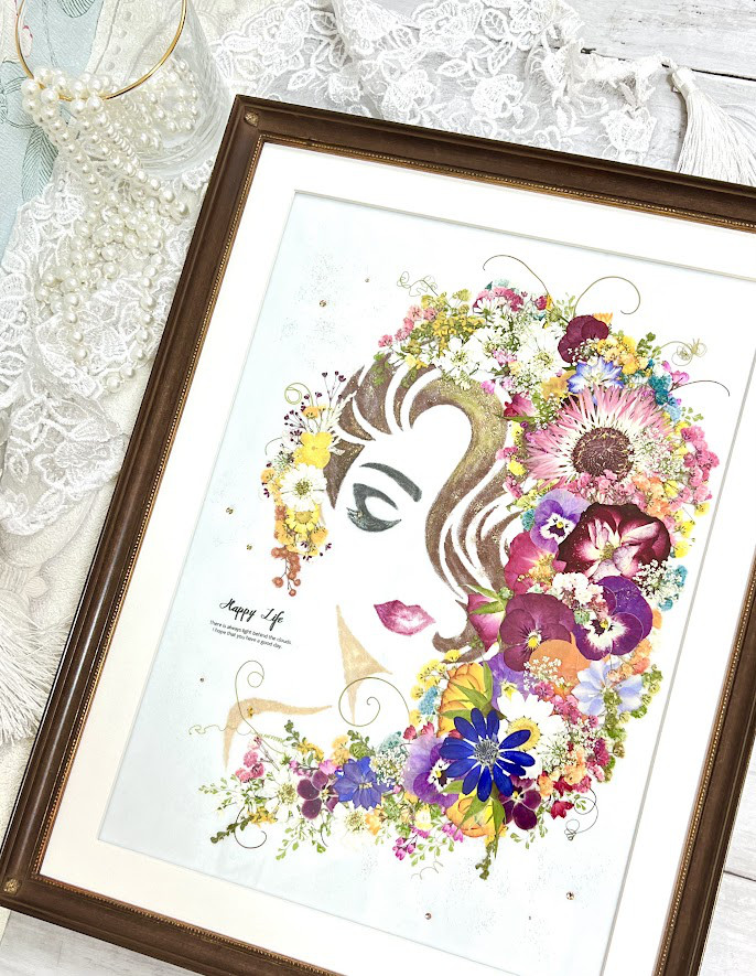 ハンドメイド 押し花 額 押し花額 ハンドメイド 薔薇のボタニカル - メルカリ
