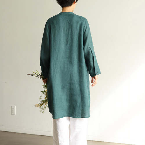 ほどよく品のある、大人に似合うロングシャツワンピース リネン100