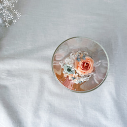 お花を閉じ込めたガラスドーム（オレンジ系) ボトルフラワー　結婚祝い　引越し祝い　ギフト　結婚祝い　母の日 6枚目の画像
