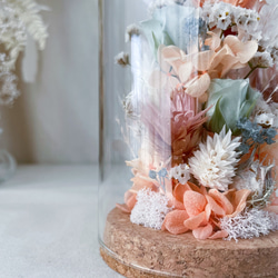 お花を閉じ込めたガラスドーム（オレンジ系) ボトルフラワー　結婚祝い　引越し祝い　ギフト　結婚祝い　母の日 5枚目の画像