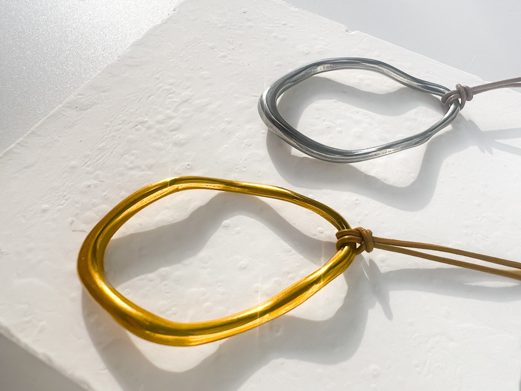 Creema限定新春福袋〈梅〉 レザーロングネックレス＆ドロップイヤリングorピアスセット アレルギー対応