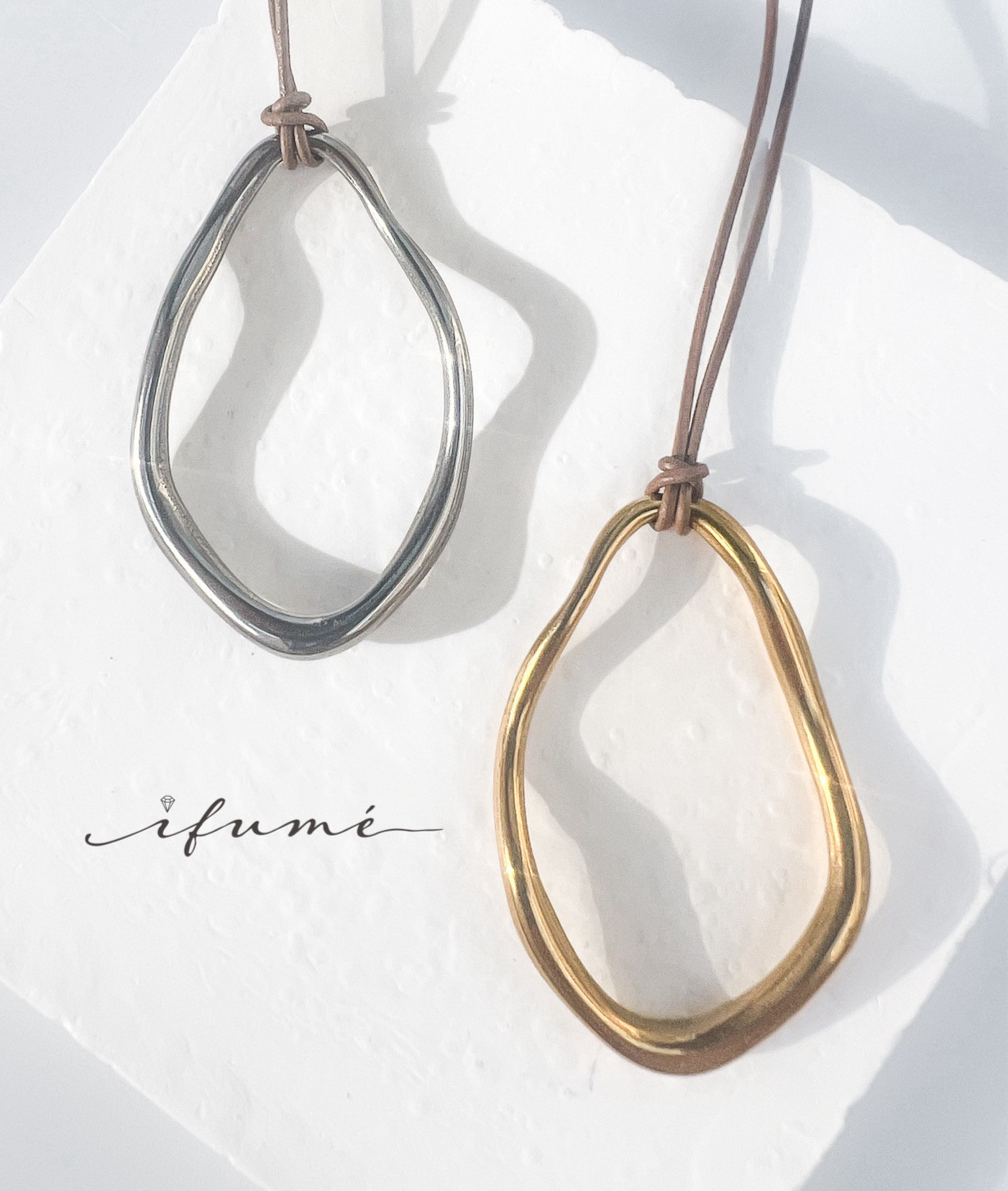 Creema限定新春福袋〈梅〉 レザーロングネックレス＆ドロップイヤリングorピアスセット アレルギー対応