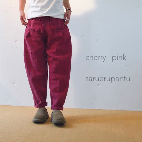 maruyu- ベルギーlinenアンティーク加工サルエルパンツ ロングパンツ