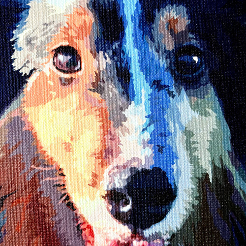 アクリル画　子犬　キャンバスアート　送料無料 キャンバスアート キャンバス アクリル画 犬 カラフル 抽象画