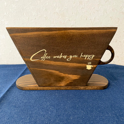 【 コーヒーフィルターケース（アンティークブラウン）】木製　ほこり防止　引出しタイプ　かわいいコーヒーカップ型 1枚目の画像