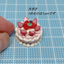 ピンクのストロベリーケーキ　いちごシリーズミニチュアケーキ 5枚目の画像