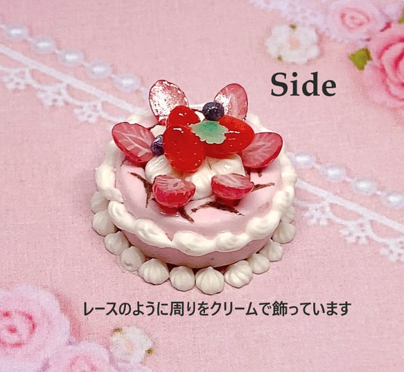 ピンクのストロベリーケーキ　いちごシリーズミニチュアケーキ 3枚目の画像