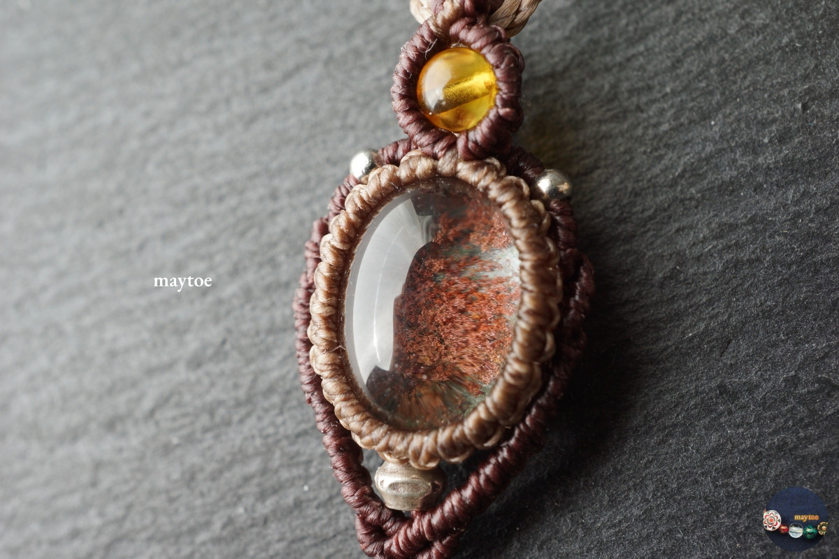 レッドガーデンクォーツ（庭園水晶）のマクラメネックレス【一点物】 6,776円