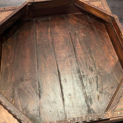 八角 ローテーブル インド 手彫り アンティーク ビンテージ 木製 花台  飾り台 ヴィンテージ 台座 a-0001 12枚目の画像
