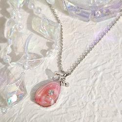 ピンク色の貝♡桜貝ネックレス(長め45cm＋5cmアジャスター付) 2枚目の画像