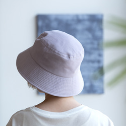 リネン混ガーゼ　ラベンダー染めバケットハット　Lサイズ【Organic Cotton×Linen】 7枚目の画像