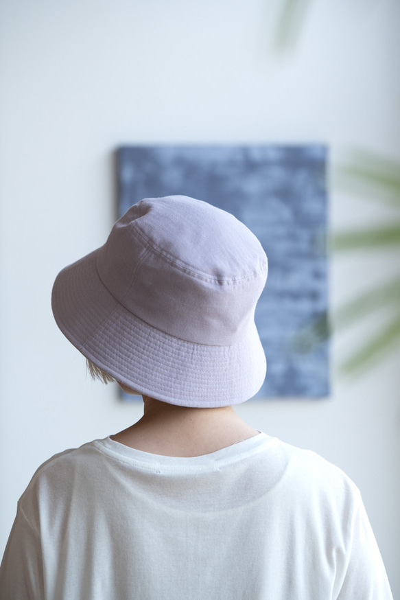 リネン混ガーゼ　ラベンダー染めバケットハット　Mサイズ【Organic Cotton×Linen】 7枚目の画像