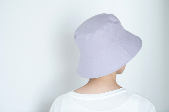 リネン混ガーゼ　ラベンダー染めバケットハット　Mサイズ【Organic Cotton×Linen】 4枚目の画像