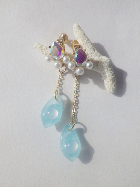 MERMAID AURORA BIJOU EARRING 人魚のビジュー耳飾り 4枚目の画像