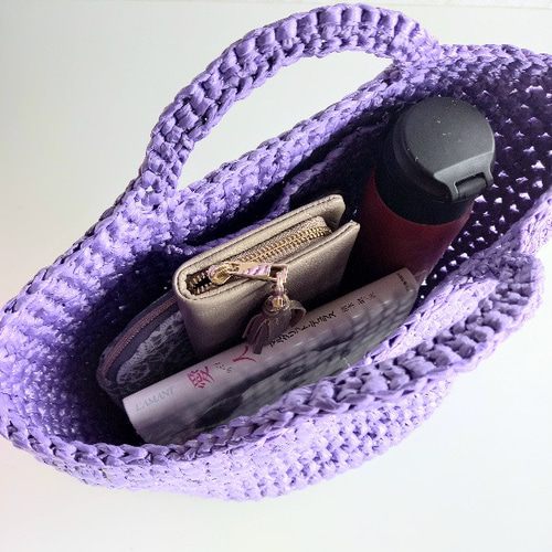 受注制作]カラフルドロップカラー【グレープ】スズランテープBag かご