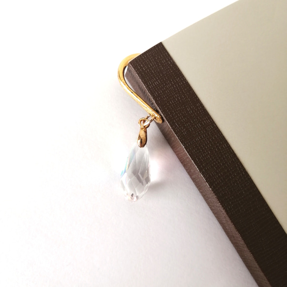 大人気【キラキラしずくのブックマーカー】　本のしおり　しおり　ブックマーク　雫　しずく　ガラス　サンキャッチャー　簪 5枚目の画像