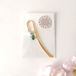 大人気【キラキラしずくのブックマーカー】　本のしおり　しおり　ブックマーク　雫　しずく　ガラス　サンキャッチャー　簪 16枚目の画像