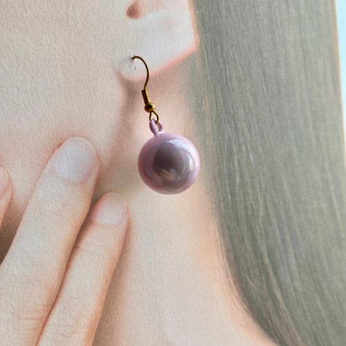 水琴鈴(約17mm玉)のピアス(ピンク、ホワイト、シルバー) ピアス