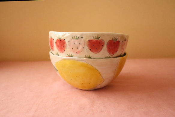 ※受注制作　粉引き手びねりレモンのサラダボウル。 4枚目の画像