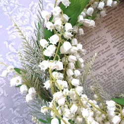 ＊母の日ギフト＊『Ｌサイズ』すずらんと白い紫陽花のナチュラルでお洒落なリース・アーティシャルフラワー 4枚目の画像