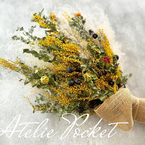 1.ミモザブーケスワッグ ミモザのブーケ スワッグ【期間限定300円引き