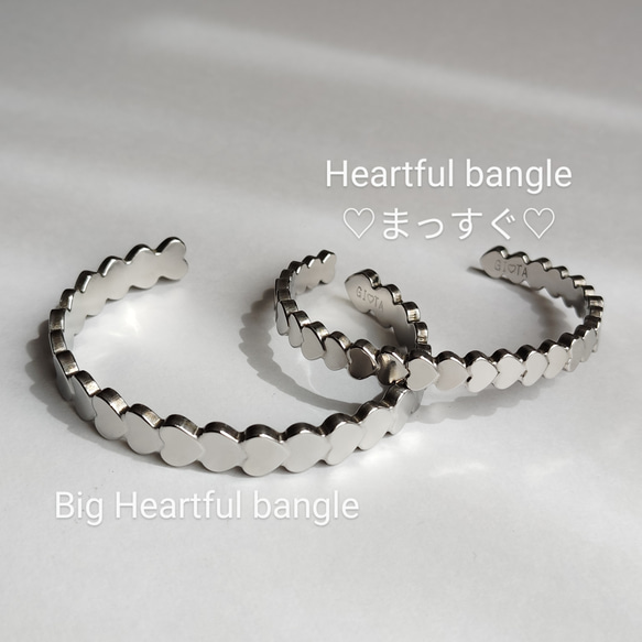 Heartful bangle ♡まっすぐ♡　サージカルステンレス　刻印可 5枚目の画像