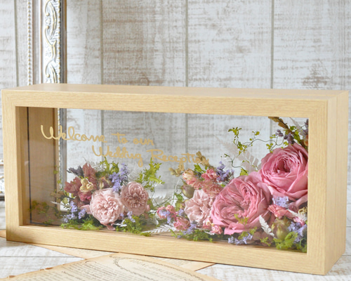 ＊*..お花が溢れるフレームアレンジ..＊°.プリザーブドフラワー　お花の贈り物 ✽メッセージにお花を添えて✽気持ち伝わるフレームアレンジ【elegant