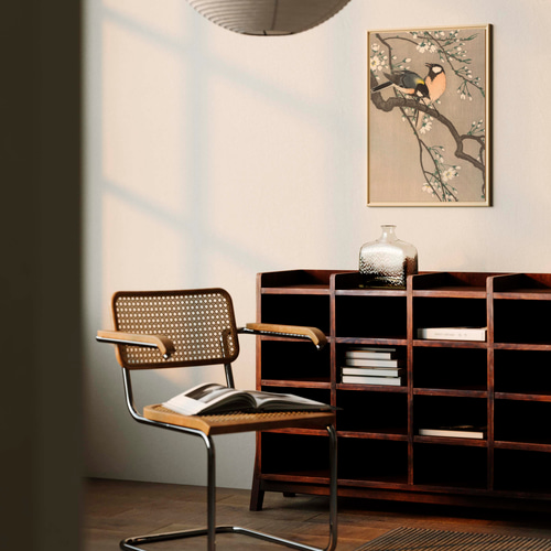 NO.556】桜の花と野鳥の日本画アートポスター和モダン大正ロマン