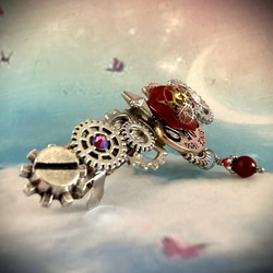 +受注製作+『イーリスの砕片/赤』スチームパンク バレッタ 7枚目の画像