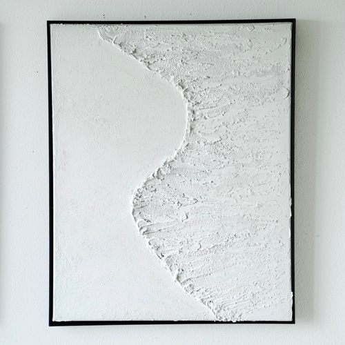 Beach】50×40cm 2枚組 大きい絵 ホワイト 海の絵 波 ビーチ