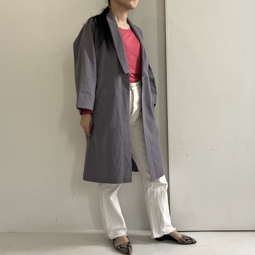 ドルマンスリーブコート(グレイッシュブルー) スプリングコート