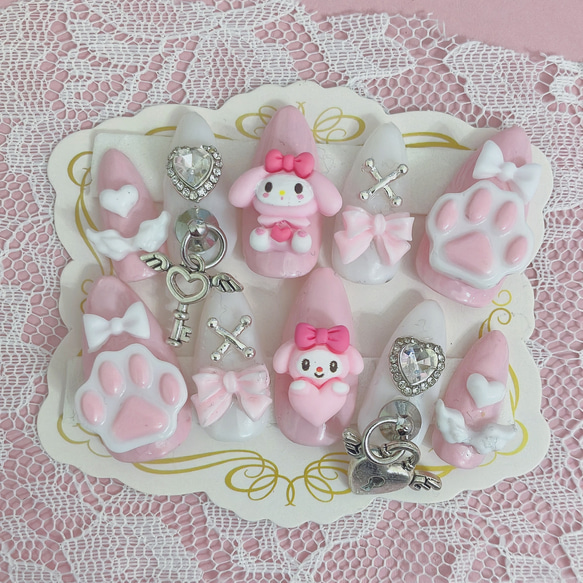 平成女児　地雷系　量産型　ゆめかわ　痛ネイル　ネイルチップ　推し ♡現品 量産型 ネイルチップ 地雷系 平成女児 ゆめかわ 姫系