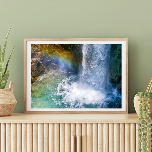 付知峡 高樽の滝にかかる虹 インテリアアートポスター IVYL-118 滝