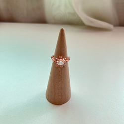 手作可愛日系少女風花朵串珠戒指 第15張的照片