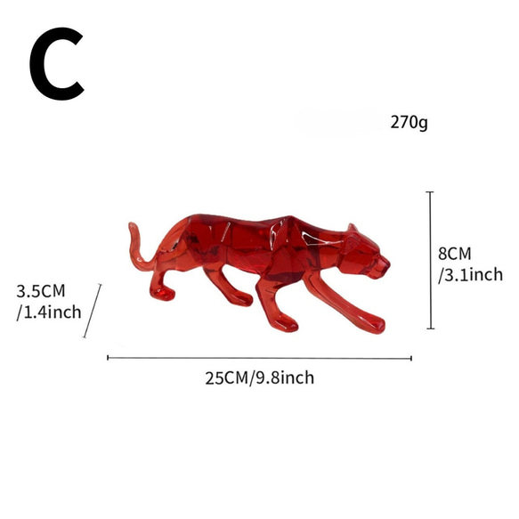 オブジェ ヒョウ 置物 透明 幾何学的 オーナメント アート おしゃれ インテリア ギフト プレゼント ch-1319 16枚目の画像