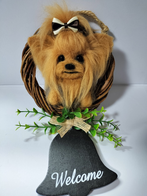 羊毛フェルト ヨークシャーテリア　ハンドメイド　犬　置物 羊毛フェルト ヨークシャテリア ハンドメイド 犬 ねえねえ