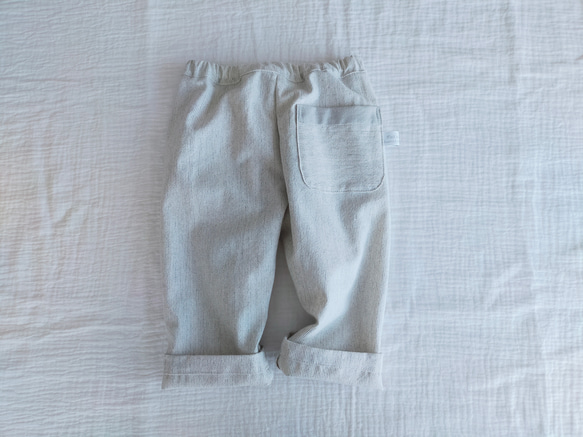 子供服　タックパンツ 80サイズ　ストライプ グレー ズボン 男の子 女の子 プレゼント ポケット 2枚目の画像
