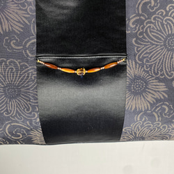 着物リメイク 　大島紬×黒帯　トートバッグ 5枚目の画像