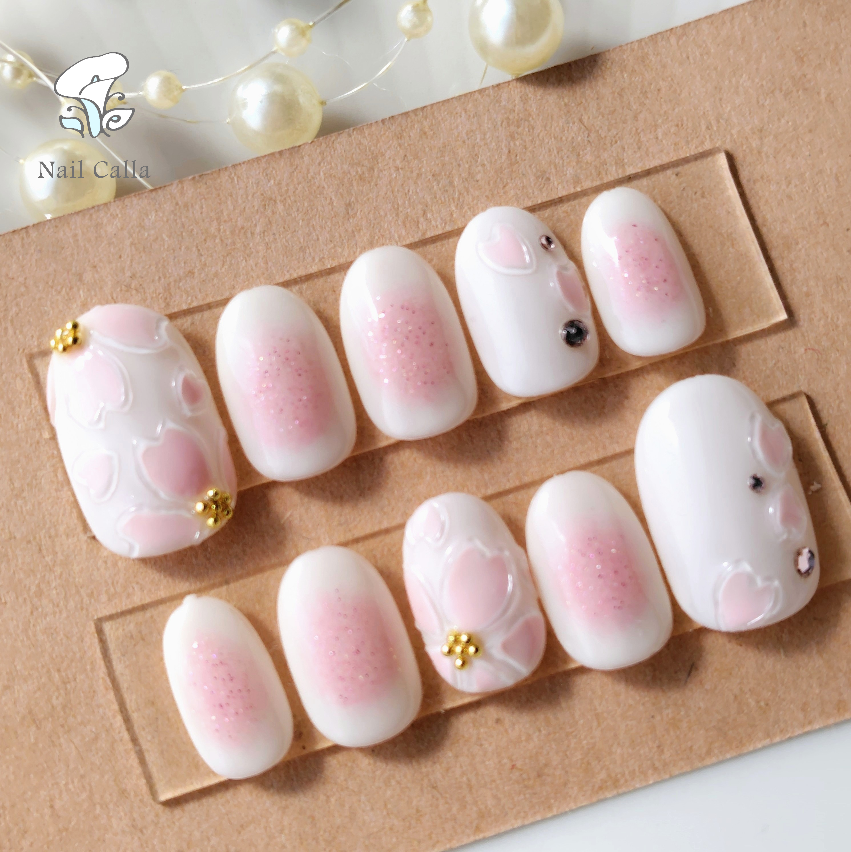 桜チークのネイルチップ ぷっくり うねうね 春ネイル ネイル 桜チークのネイルチップ ぷっくり うねうね 春ネイル ネイル