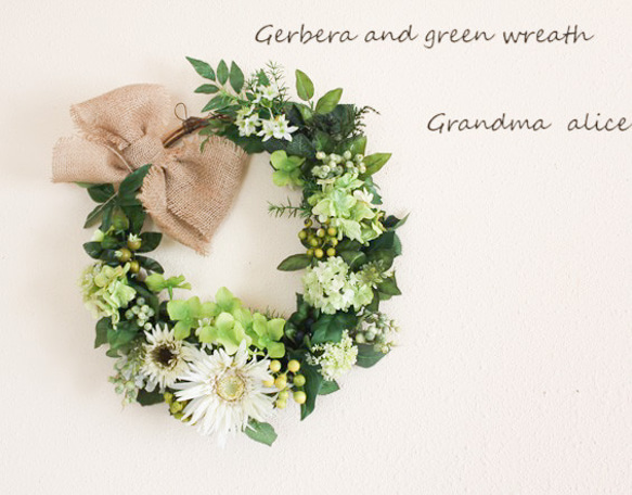 ＊Gerbera＆green wreath(L)1点もの＊ 1枚目の画像