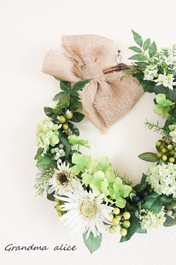 ＊Gerbera＆green wreath(L)1点もの＊ 3枚目の画像