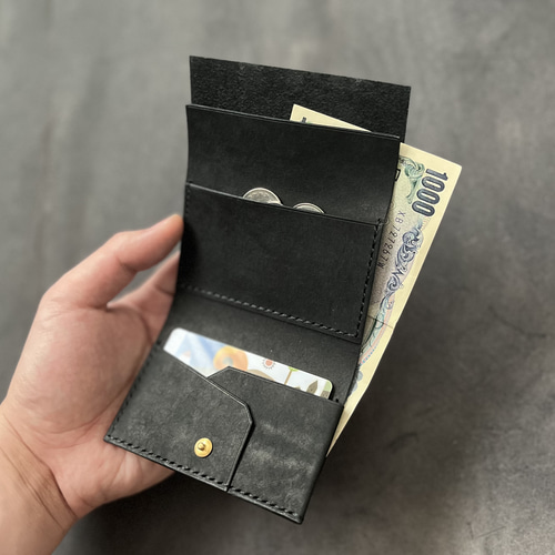 お札が折れない三つ折り財布【ブラック】　ミニ財布　マルゴー お札が折れない三つ折り財布【ブラック】ミニ財布マルゴー