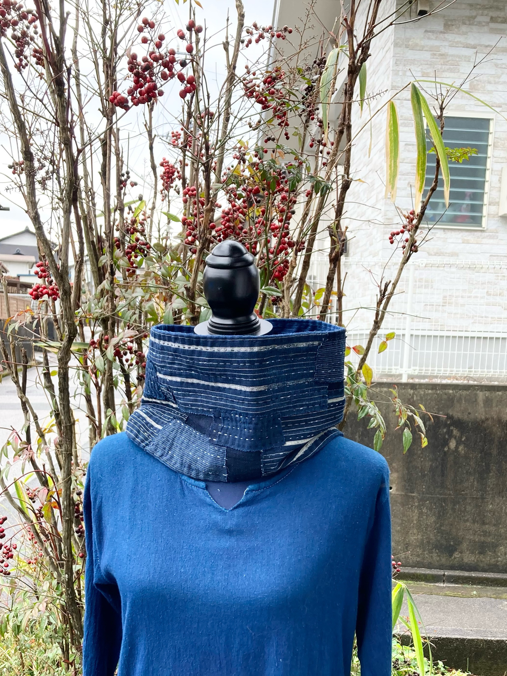 野良着 襤褸 着物 パッチワーク 刺し子 809 襤褸 スヌード 古布