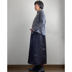 巻きスカート風　バックサテンシャンタン　ギャザースカート　モード　ミモレ丈　春秋　 6枚目の画像