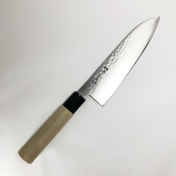 【本家かね惣】三徳包丁 ステンレス鋼 VG5 プラ柄 6寸（180mm） 鎚目仕様 ステンレス鋼 VG5