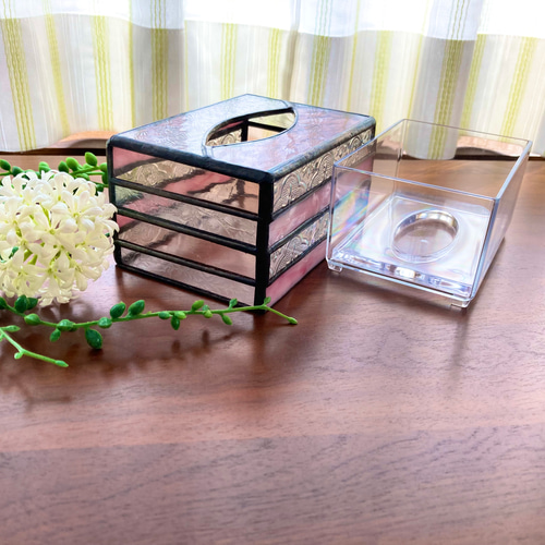 専用！ティッシュケース　ステンドグラス 送料無料！】〜GARDEN＆HACHIDORI〜ステンドグラス ティッシュ