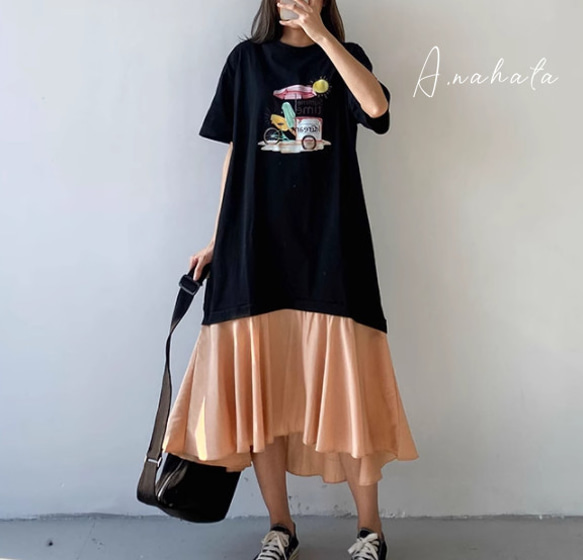 ⭐️new⭐️Tシャツワンピス.着痩せスカート/ ファッション.人気.春夏.ゆったり　おしゃれなドレス 6枚目の画像