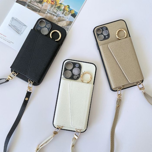 ♡iphone対応♡ミラー付き 無地 お札入れ スマホケース